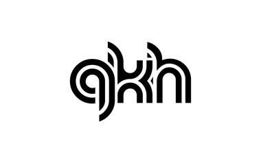 QKH Yaratıcı Eşsiz Modern Harf Logosu Tasarımı. Benzersiz bir harf dizaynına sahip stilize logo, soyut minimalist estetik ve modern cazibe sunar.
