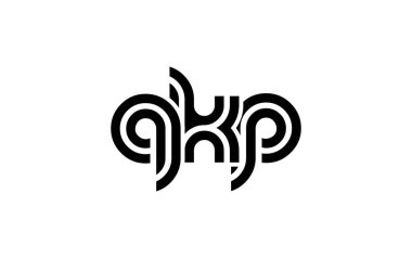 QKP Yaratıcı Eşsiz Modern Harf Logosu Tasarımı. Benzersiz bir harf dizaynına sahip stilize logo, soyut minimalist estetik ve modern cazibe sunar.