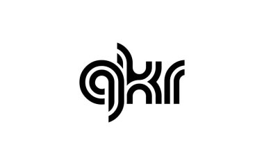 QKR Yaratıcı Eşsiz Modern Harf Logosu Tasarımı. Benzersiz bir harf dizaynına sahip stilize logo, soyut minimalist estetik ve modern cazibe sunar.