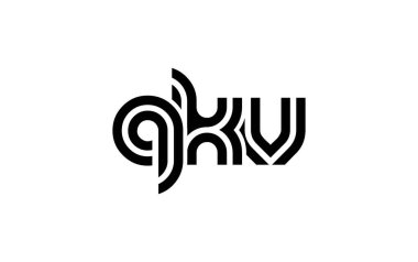 QKV Yaratıcı Eşsiz Modern Harf Logosu Tasarımı. Benzersiz bir harf dizaynına sahip stilize logo, soyut minimalist estetik ve modern cazibe sunar.