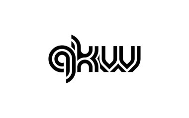 QKW Yaratıcı Eşsiz Modern Harf Logosu Tasarımı. Benzersiz bir harf dizaynına sahip stilize logo, soyut minimalist estetik ve modern cazibe sunar.