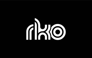 RKO Yaratıcı Eşsiz Modern Harf Logosu Tasarımı. Benzersiz bir harf dizaynına sahip stilize logo, soyut minimalist estetik ve modern cazibe sunar.