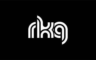 RKQ Yaratıcı Eşsiz Modern Harf Logosu Tasarımı. Benzersiz bir harf dizaynına sahip stilize logo, soyut minimalist estetik ve modern cazibe sunar.