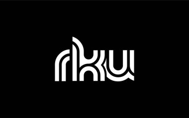 RKU Yaratıcı Eşsiz Modern Harf Logosu Tasarımı. Benzersiz bir harf dizaynına sahip stilize logo, soyut minimalist estetik ve modern cazibe sunar.