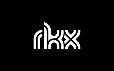 RKX Yaratıcı Eşsiz Modern Harf Logosu Tasarımı. Benzersiz bir harf dizaynına sahip stilize logo, soyut minimalist estetik ve modern cazibe sunar.