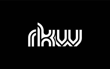 RKW Yaratıcı Eşsiz Modern Harf Logosu Tasarımı. Benzersiz bir harf dizaynına sahip stilize logo, soyut minimalist estetik ve modern cazibe sunar.