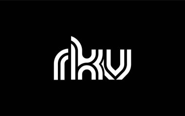 RKV Yaratıcı Eşsiz Modern Harf Logosu Tasarımı. Benzersiz bir harf dizaynına sahip stilize logo, soyut minimalist estetik ve modern cazibe sunar.