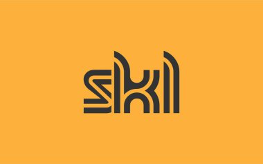 SKL Yaratıcı Eşsiz Modern Harf Logosu Tasarımı. Benzersiz bir harf dizaynına sahip stilize logo, soyut minimalist estetik ve modern cazibe sunar.