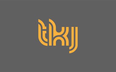 TKJ Yaratıcı Eşsiz Modern Harf Logosu Tasarımı. Benzersiz bir harf dizaynına sahip stilize logo, soyut minimalist estetik ve modern cazibe sunar.