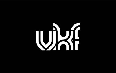 VKF Yaratıcı Eşsiz Modern Harf Logosu Tasarımı. Benzersiz bir harf dizaynına sahip stilize logo, soyut minimalist estetik ve modern cazibe sunar.