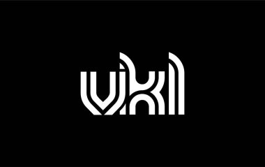 VKL Yaratıcı Eşsiz Modern Harf Logosu Tasarımı. Benzersiz bir harf dizaynına sahip stilize logo, soyut minimalist estetik ve modern cazibe sunar.
