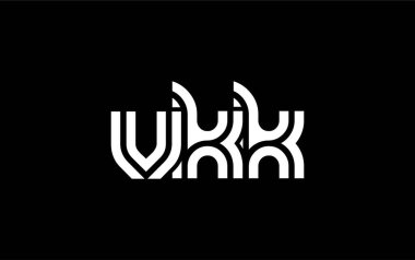 VKK Yaratıcı Eşsiz Modern Harf Logosu Tasarımı. Benzersiz bir harf dizaynına sahip stilize logo, soyut minimalist estetik ve modern cazibe sunar.