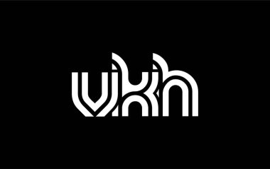 VKH Yaratıcı Eşsiz Modern Harf Logosu Tasarımı. Benzersiz bir harf dizaynına sahip stilize logo, soyut minimalist estetik ve modern cazibe sunar.