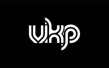 VKP Yaratıcı Eşsiz Modern Harf Logosu Tasarımı. Benzersiz bir harf dizaynına sahip stilize logo, soyut minimalist estetik ve modern cazibe sunar.