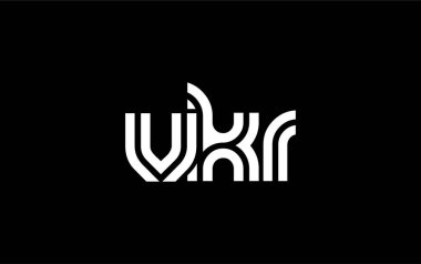 VKR Yaratıcı Eşsiz Modern Harf Logosu Tasarımı. Benzersiz bir harf dizaynına sahip stilize logo, soyut minimalist estetik ve modern cazibe sunar.