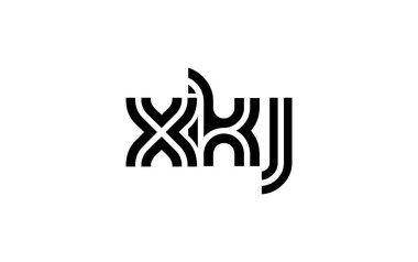 XKJ Yaratıcı Eşsiz Modern Harf Logosu Tasarımı. Benzersiz bir harf dizaynına sahip stilize logo, soyut minimalist estetik ve modern cazibe sunar.