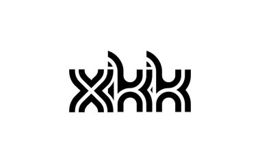 XKK Yaratıcı Eşsiz Modern Harf Logosu Tasarımı. Benzersiz bir harf dizaynına sahip stilize logo, soyut minimalist estetik ve modern cazibe sunar.