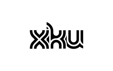 XKU Yaratıcı Eşsiz Modern Harf Logosu Tasarımı. Benzersiz bir harf dizaynına sahip stilize logo, soyut minimalist estetik ve modern cazibe sunar.