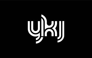 YKJ Yaratıcı Eşsiz Modern Harf Logosu Tasarımı. Benzersiz bir harf dizaynına sahip stilize logo, soyut minimalist estetik ve modern cazibe sunar.