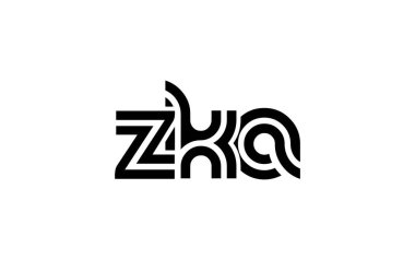 ZKA Yaratıcı Eşsiz Modern Harf Logosu Tasarımı. Benzersiz bir harf dizaynına sahip stilize logo, soyut minimalist estetik ve modern cazibe sunar.