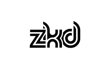 ZKD Yaratıcı Eşsiz Modern Harf Logosu Tasarımı. Benzersiz bir harf dizaynına sahip stilize logo, soyut minimalist estetik ve modern cazibe sunar.
