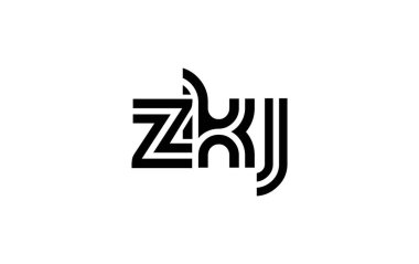 ZKJ Yaratıcı Eşsiz Modern Harf Logosu Tasarımı. Benzersiz bir harf dizaynına sahip stilize logo, soyut minimalist estetik ve modern cazibe sunar.