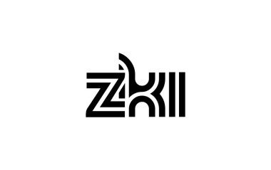 ZKI Yaratıcı Eşsiz Modern Harf Logosu Tasarımı. Benzersiz bir harf dizaynına sahip stilize logo, soyut minimalist estetik ve modern cazibe sunar.