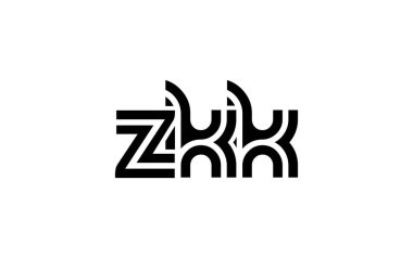 ZKK Yaratıcı Eşsiz Modern Harf Logosu Tasarımı. Benzersiz bir harf dizaynına sahip stilize logo, soyut minimalist estetik ve modern cazibe sunar.