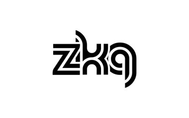 ZKQ Yaratıcı Eşsiz Modern Harf Logosu Tasarımı. Benzersiz bir harf dizaynına sahip stilize logo, soyut minimalist estetik ve modern cazibe sunar.