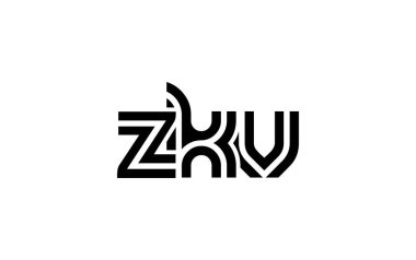ZKV Yaratıcı Eşsiz Modern Harf Logosu Tasarımı. Benzersiz bir harf dizaynına sahip stilize logo, soyut minimalist estetik ve modern cazibe sunar.