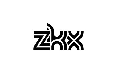 ZKX Yaratıcı Eşsiz Modern Harf Logosu Tasarımı. Benzersiz bir harf dizaynına sahip stilize logo, soyut minimalist estetik ve modern cazibe sunar.