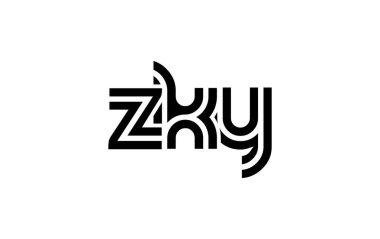 ZKY Yaratıcı Eşsiz Modern Harf Logosu Tasarımı. Benzersiz bir harf dizaynına sahip stilize logo, soyut minimalist estetik ve modern cazibe sunar.