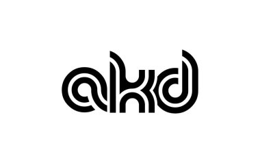 AKD Yaratıcı Eşsiz Modern Harf Logosu Tasarımı. Benzersiz bir harf dizaynına sahip stilize logo, soyut minimalist estetik ve modern cazibe sunar.