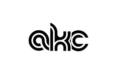 AKC Yaratıcı Eşsiz Modern Harf Logosu Tasarımı. Benzersiz bir harf dizaynına sahip stilize logo, soyut minimalist estetik ve modern cazibe sunar.