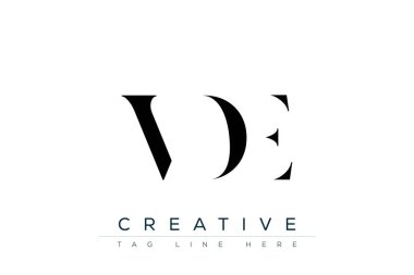 VDE soyut harf logosu tasarımı. Bu logo üç soyut harf tarafından tasarlanmıştır..