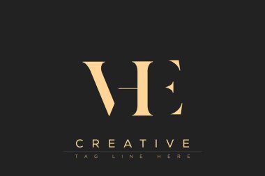 VHE soyut harf logosu tasarımı. Bu logo üç soyut harf tarafından tasarlanmıştır..