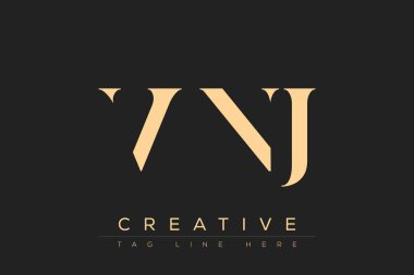 VNJ soyut harf logosu tasarımı. Bu logo üç soyut harf tarafından tasarlanmıştır..