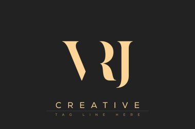 VRJ soyut harf logosu tasarımı. Bu logo üç soyut harf tarafından tasarlanmıştır..