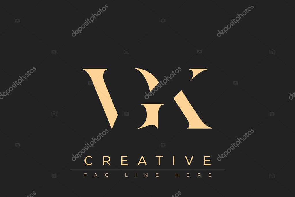 VGK abstract letter logo design. This logo is designed by three abstract letters.
