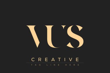 VUS soyut harf logosu tasarımı. Bu logo üç soyut harf tarafından tasarlanmıştır..