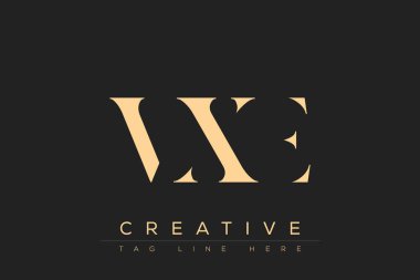 VXE soyut harf logosu tasarımı. Bu logo üç soyut harf tarafından tasarlanmıştır..