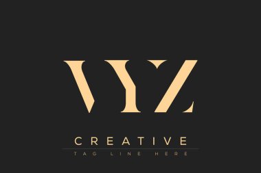 VYZ soyut harf logosu tasarımı. Bu logo üç soyut harf tarafından tasarlanmıştır..