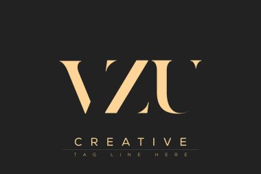 VZU soyut harf logosu tasarımı. Bu logo üç soyut harf tarafından tasarlanmıştır..