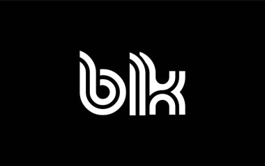 BLK Yaratıcı Eşsiz Modern Harf Logosu Tasarımı. Benzersiz bir harf dizaynına sahip stilize logo, soyut minimalist estetik ve modern cazibe sunar.