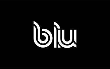 BLU Yaratıcı Eşsiz Modern Harf Logosu Tasarımı. Benzersiz bir harf dizaynına sahip stilize logo, soyut minimalist estetik ve modern cazibe sunar.