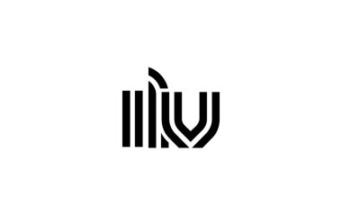 ILV Yaratıcı Eşsiz Modern Harf Logosu Tasarımı. Benzersiz bir harf dizaynına sahip stilize logo, soyut minimalist estetik ve modern cazibe sunar.