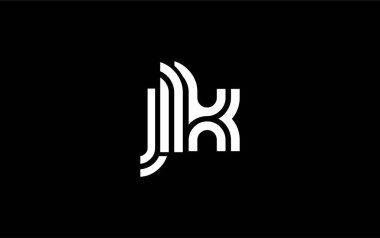JLK Yaratıcı Eşsiz Modern Harf Logosu Tasarımı. Benzersiz bir harf dizaynına sahip stilize logo, soyut minimalist estetik ve modern cazibe sunar.