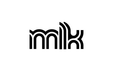 MLK Yaratıcı Eşsiz Modern Harf Logosu Tasarımı. Benzersiz bir harf dizaynına sahip stilize logo, soyut minimalist estetik ve modern cazibe sunar.