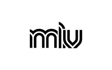 MLV Yaratıcı Eşsiz Modern Harf Logosu Tasarımı. Benzersiz bir harf dizaynına sahip stilize logo, soyut minimalist estetik ve modern cazibe sunar.