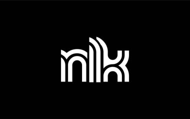 NLK Yaratıcı Eşsiz Modern Harf Logosu Tasarımı. Benzersiz bir harf dizaynına sahip stilize logo, soyut minimalist estetik ve modern cazibe sunar.